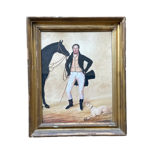 19th Century English Portrait of a Gentleman and Horse
