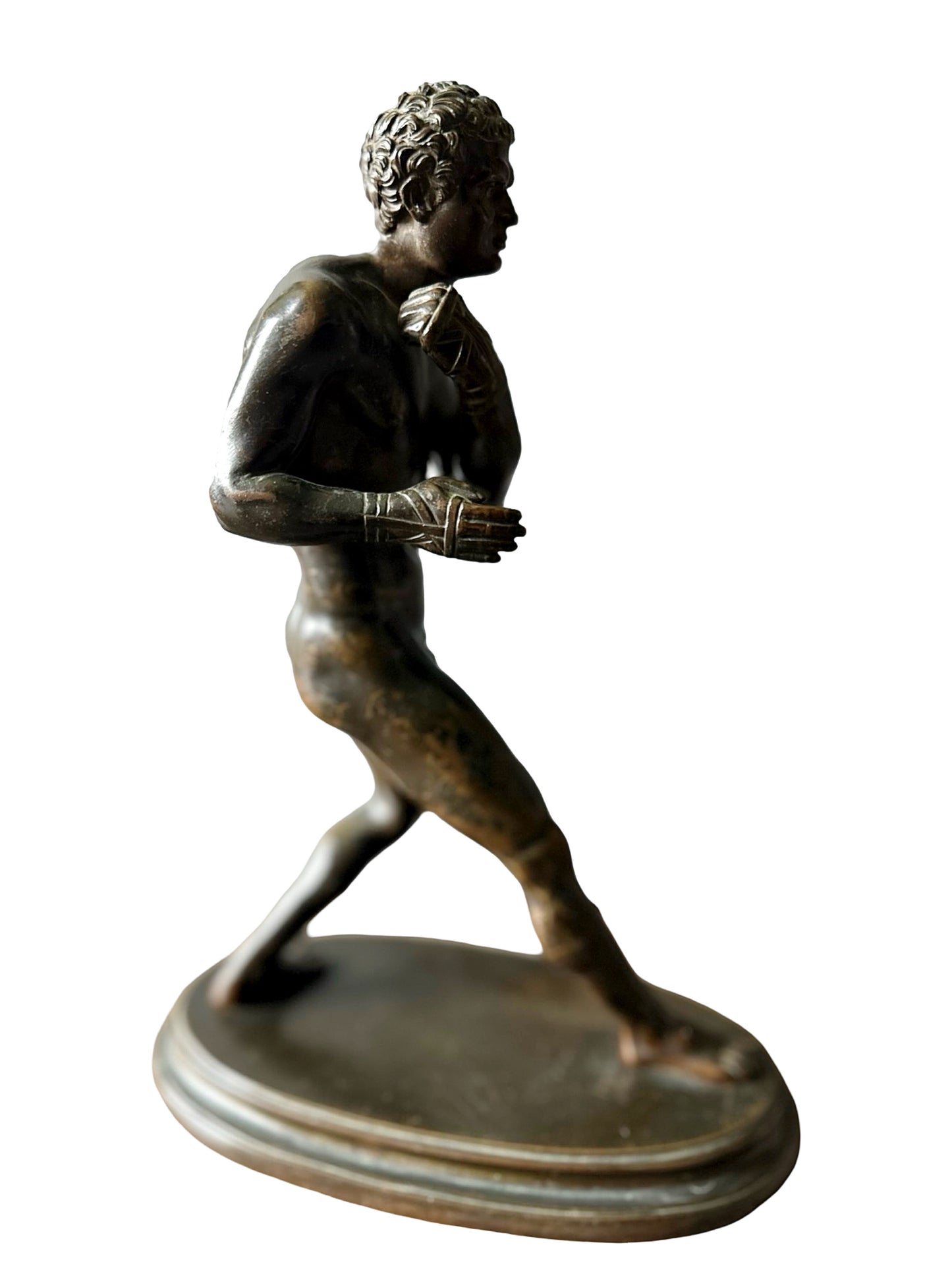 19th Century Grand Tour Bronze Figure of Greek Wrestler Damoxenos