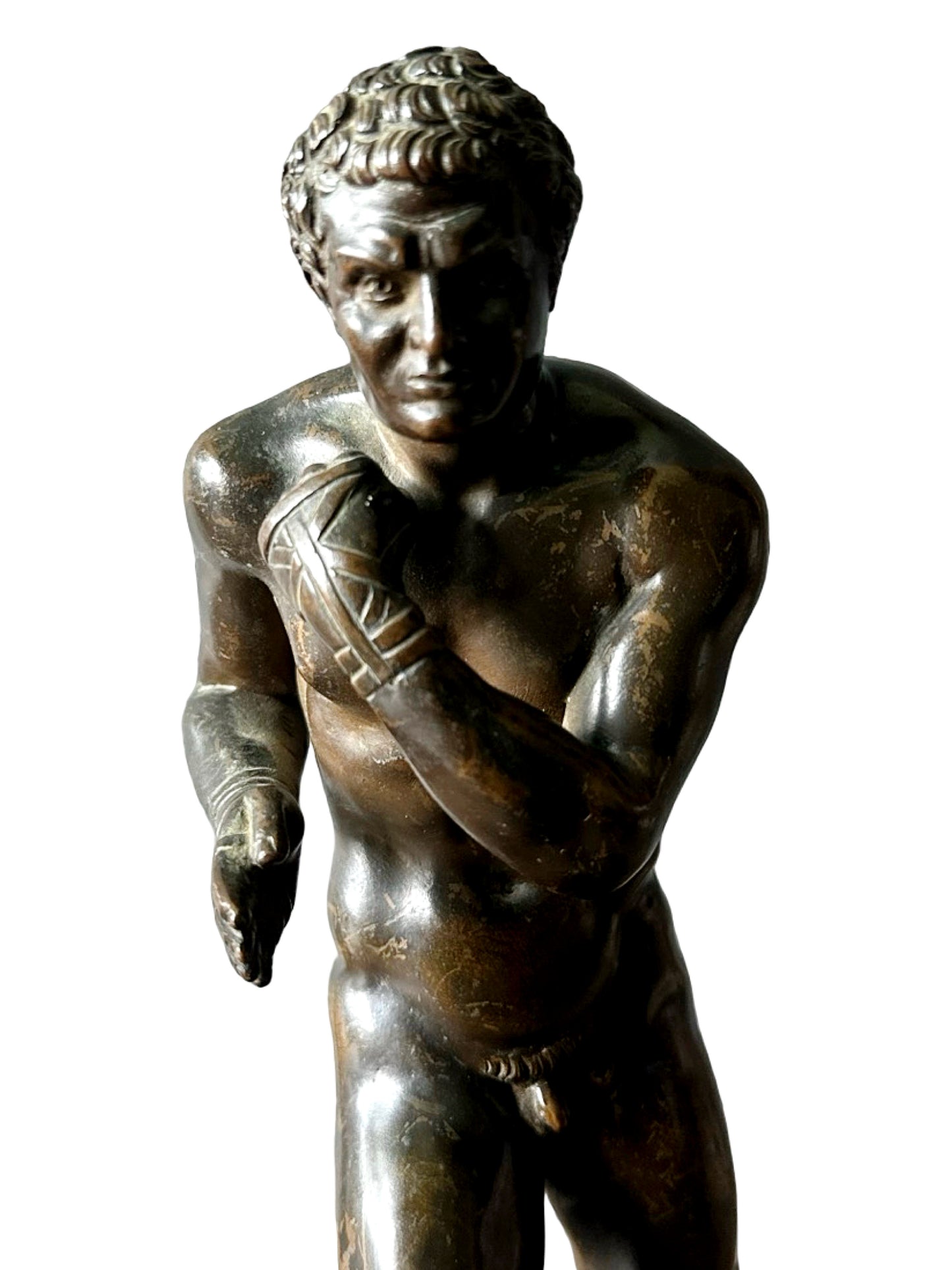 19th Century Grand Tour Bronze Figure of Greek Wrestler Damoxenos