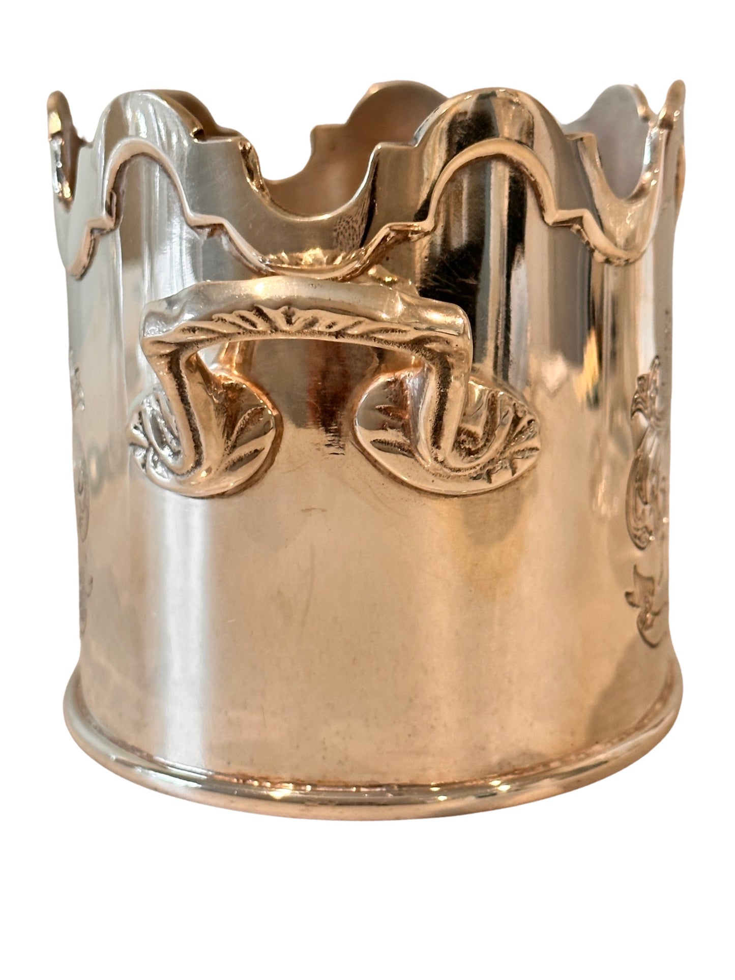 Vintage Silverplate Armorial Champagne or Wine Sleeve Holder