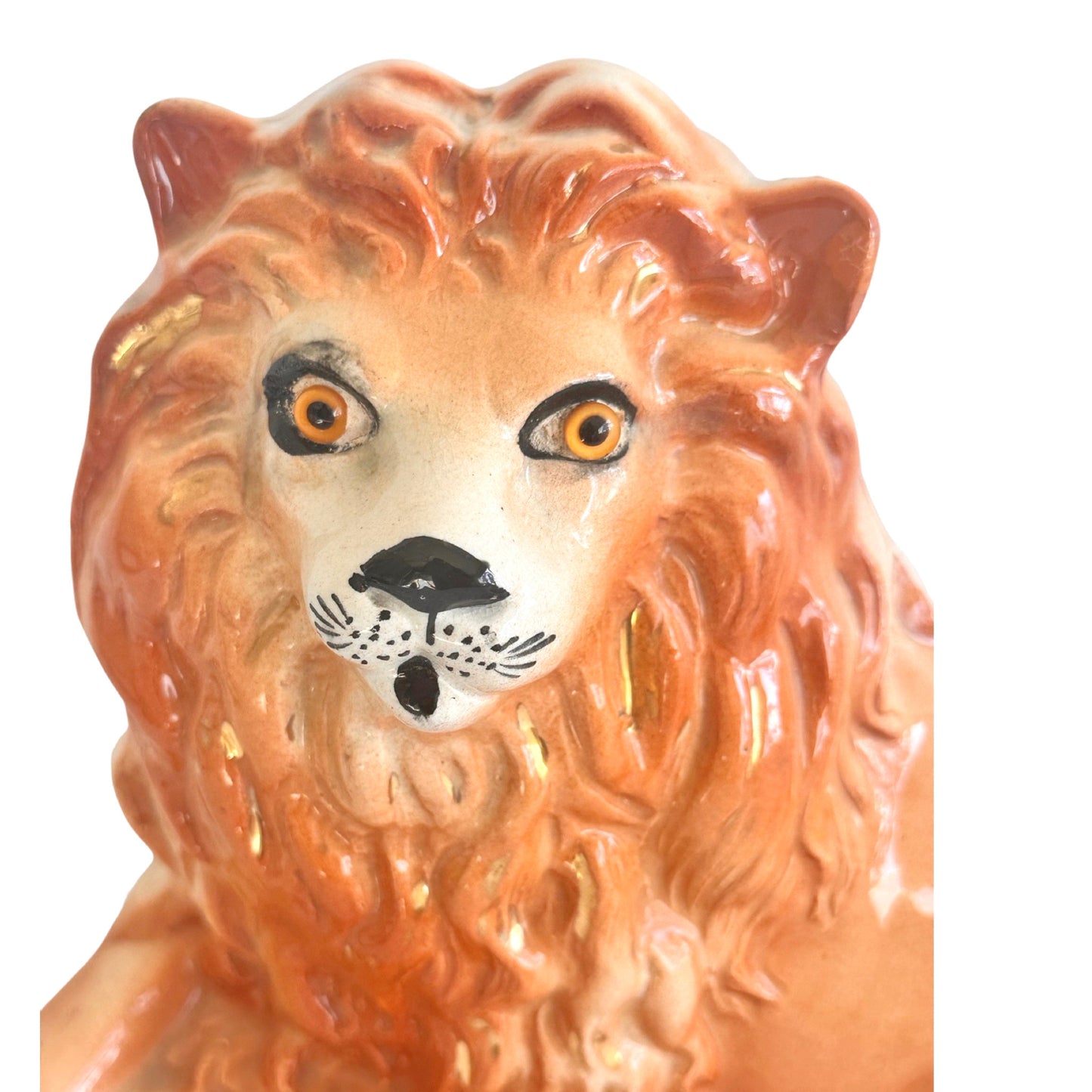 Victorian Staffordshire Lion with Glass Eyes c.1900