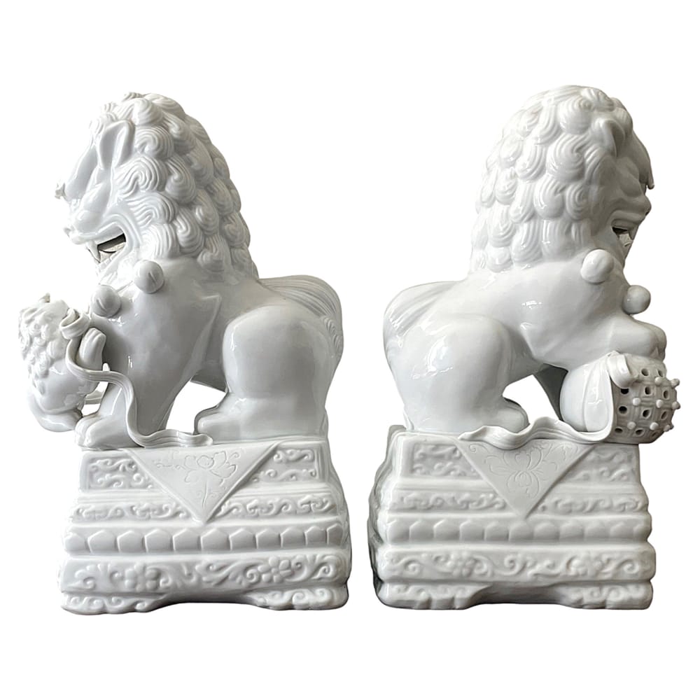 Vintage Blanc de Chin Foo Dogs or Foo Lions