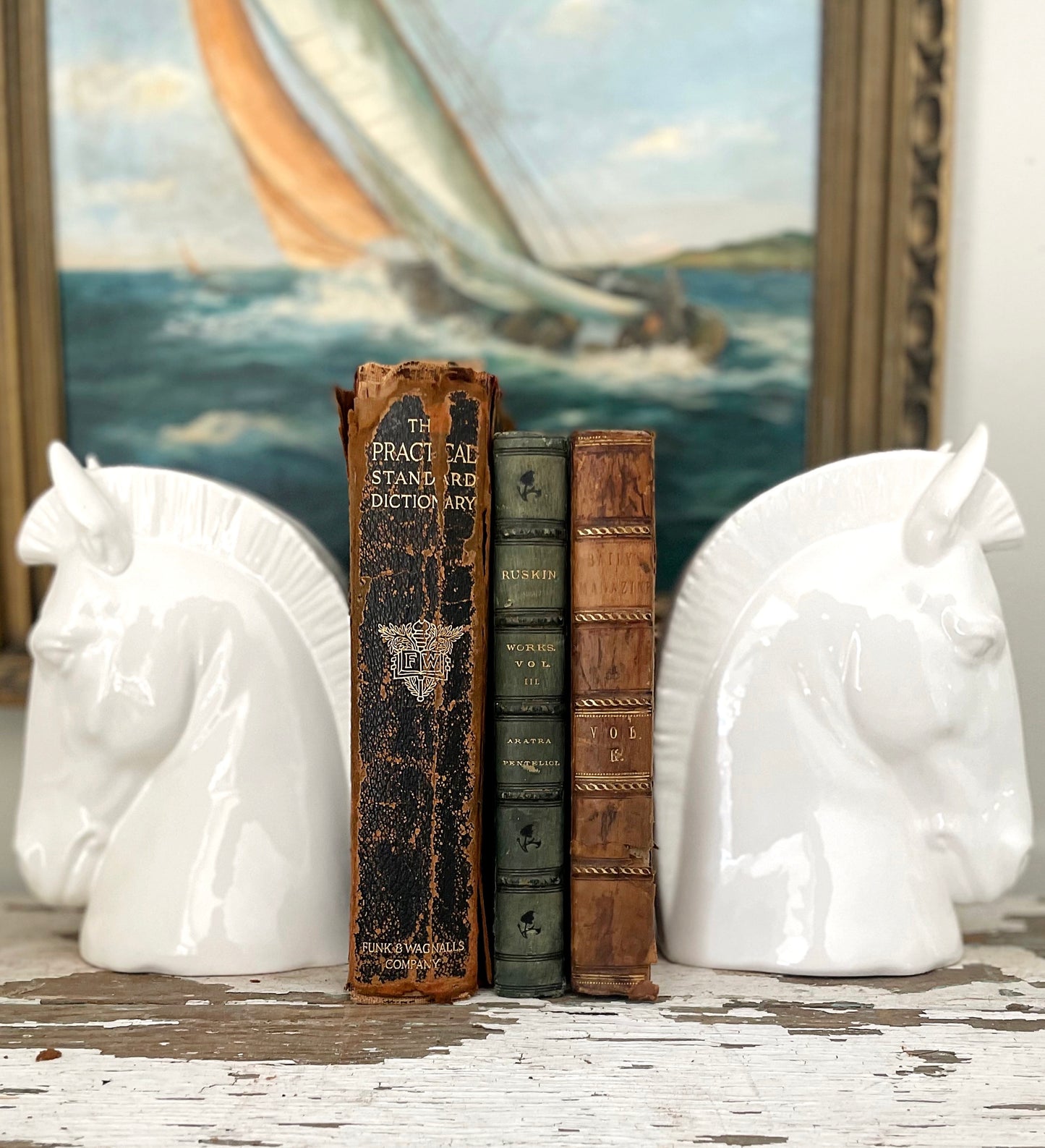 Pair of Vintage Ceramic Horse Head Bookends made by Hispania a LLadro Company