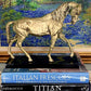 Mid Century Brutalist Style Gilt Metal Horse Sculpture or Statue on Black Stone Base