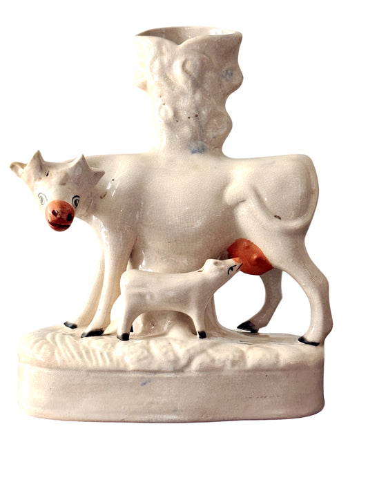 Large Staffordshire Cow & Calf Spill Vase - c.1880