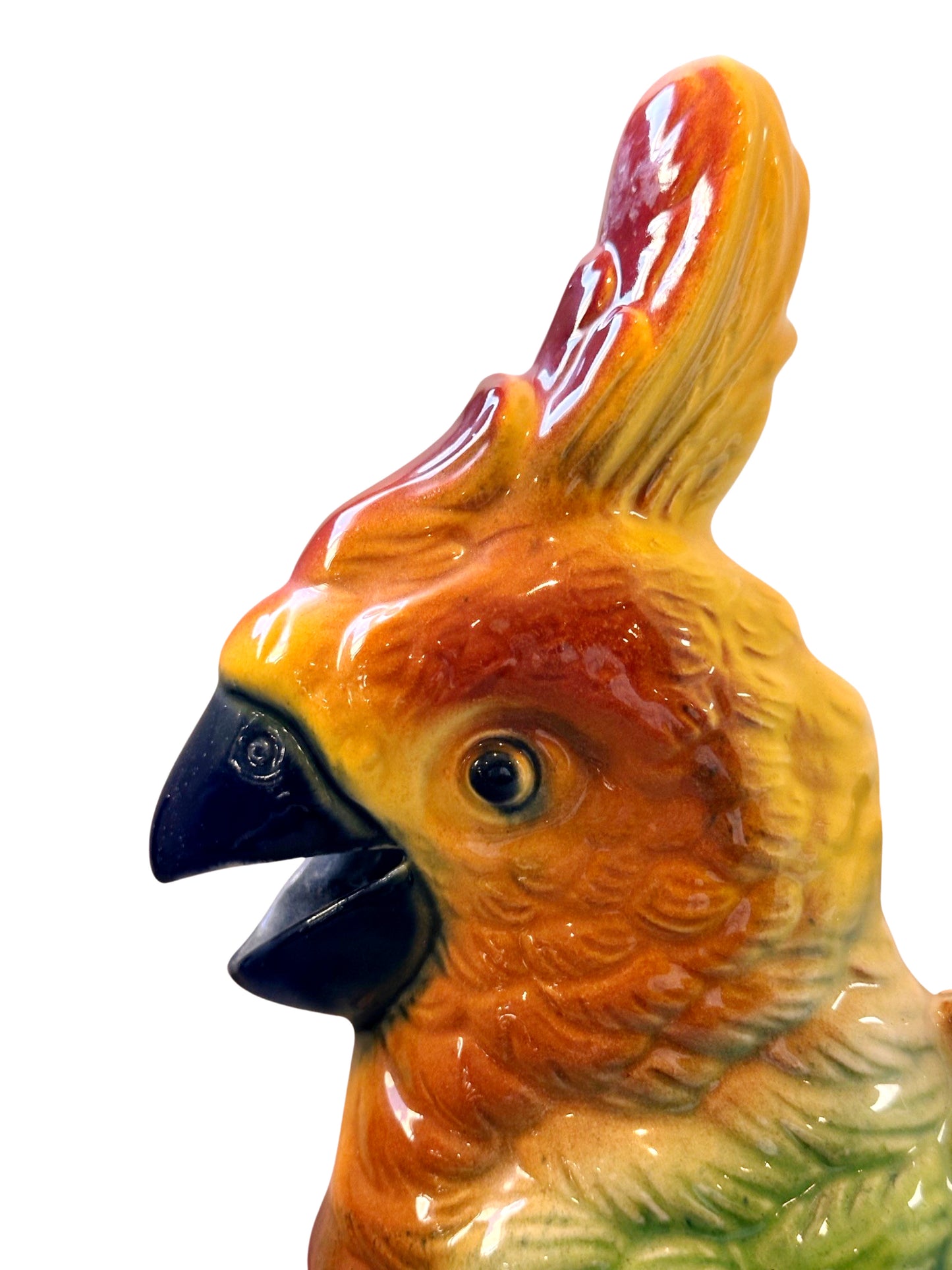 Antique French Majolica Cockatoo or Parrot Pitcher by St. Clement Potteries c.1920s