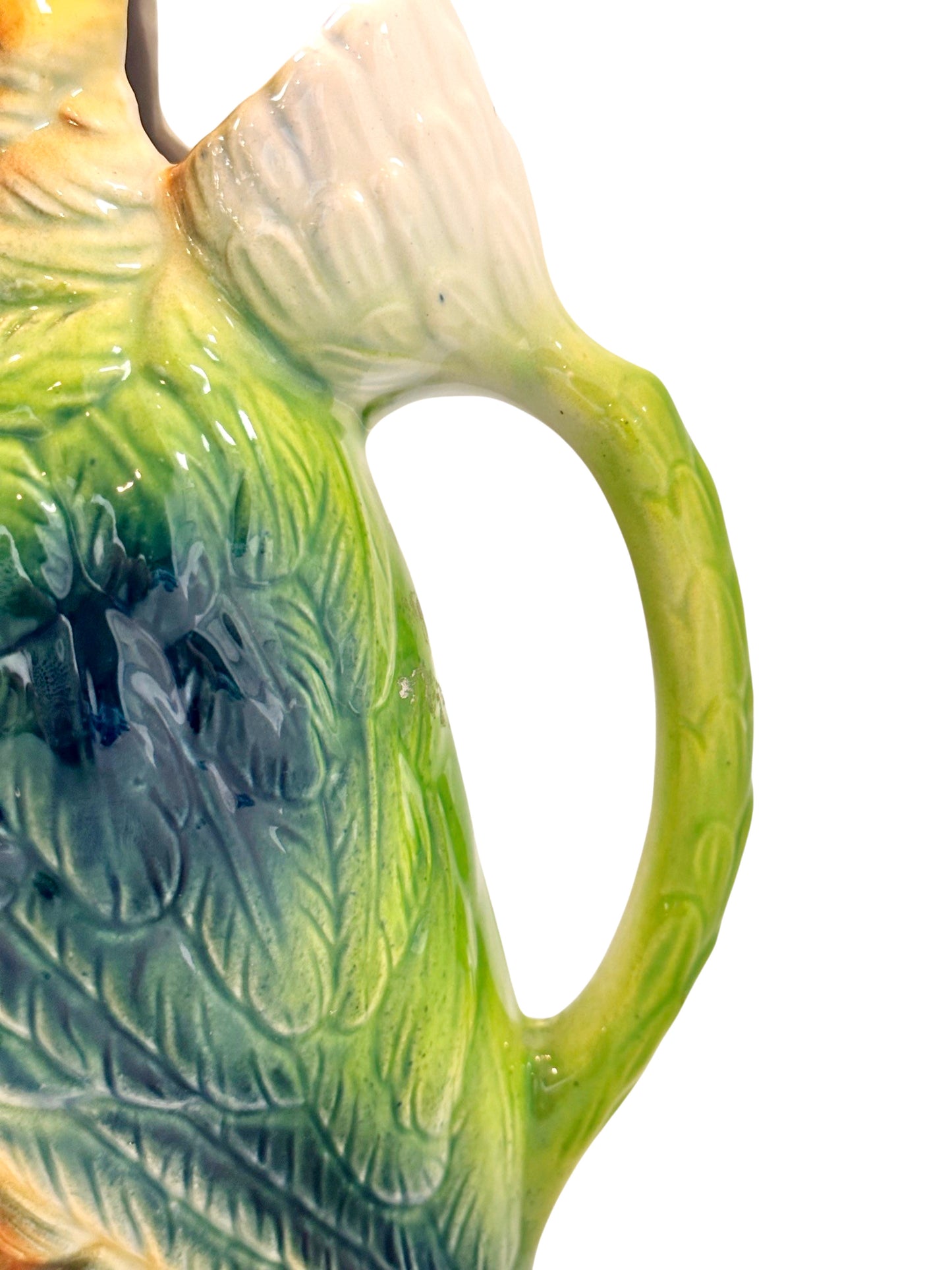 Antique French Majolica Cockatoo or Parrot Pitcher by St. Clement Potteries c.1920s