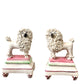 Antique Diminutive Staffordshire Chelsea Confetti Poodles on Pedestals c.1910-1920