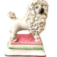 Antique Diminutive Staffordshire Chelsea Confetti Poodles on Pedestals c.1910-1920