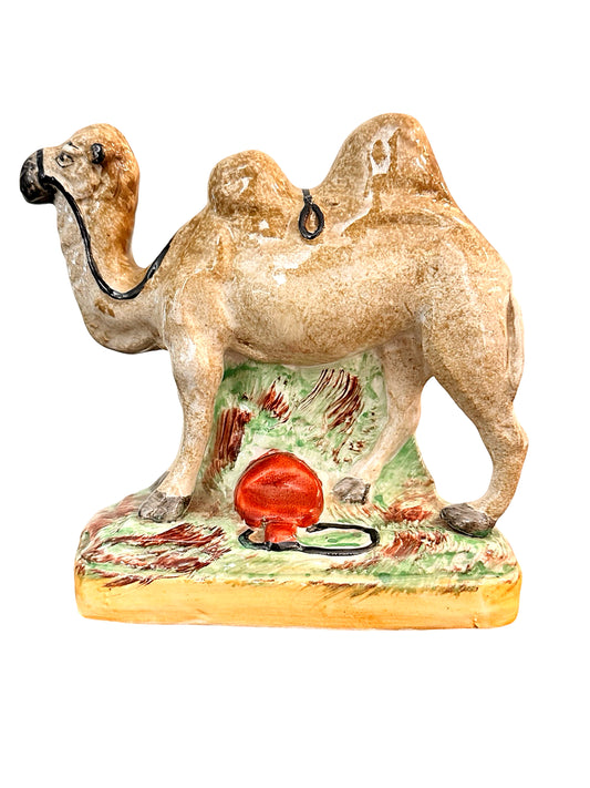 Rare Victorian Era Staffordshire Pottery Bactrian Camel Figure