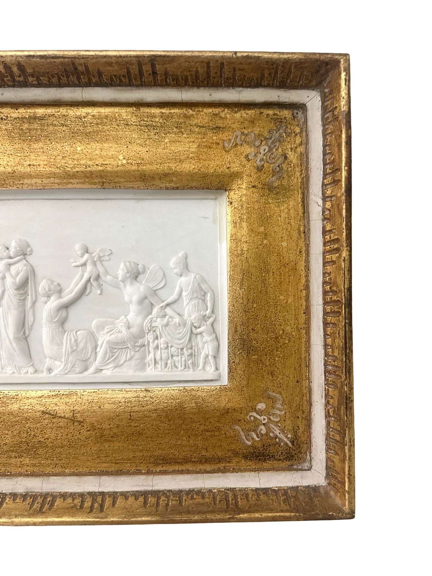 Antique Royal Copenhagen Bisque Plaque "The Ages of Love" no. 115 - Framed