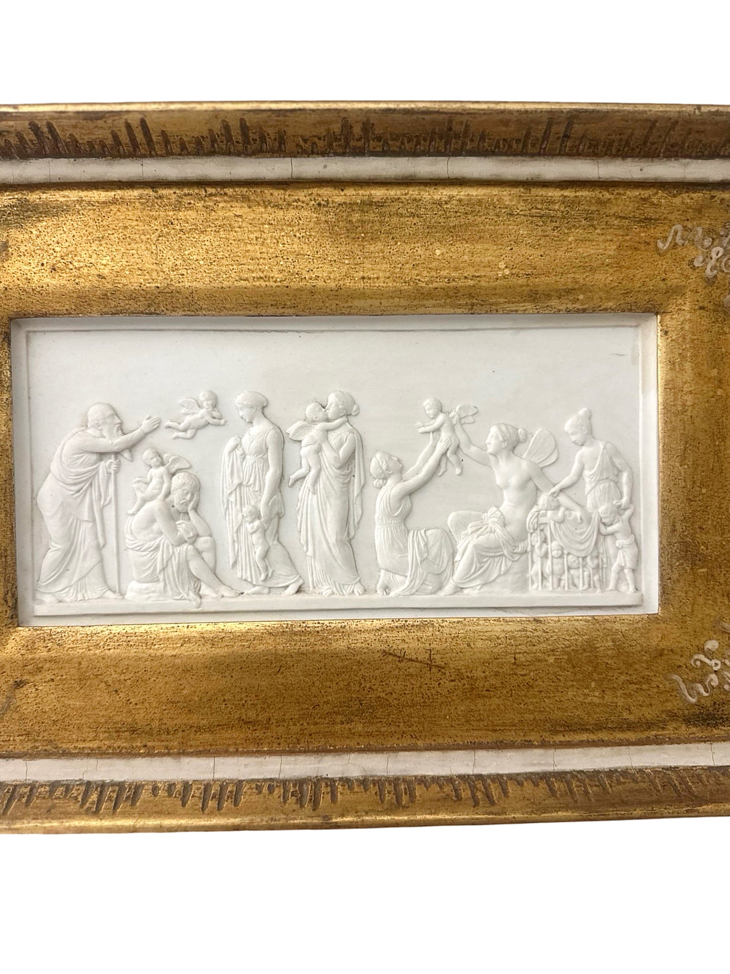 Antique Royal Copenhagen Bisque Plaque "The Ages of Love" no. 115 - Framed