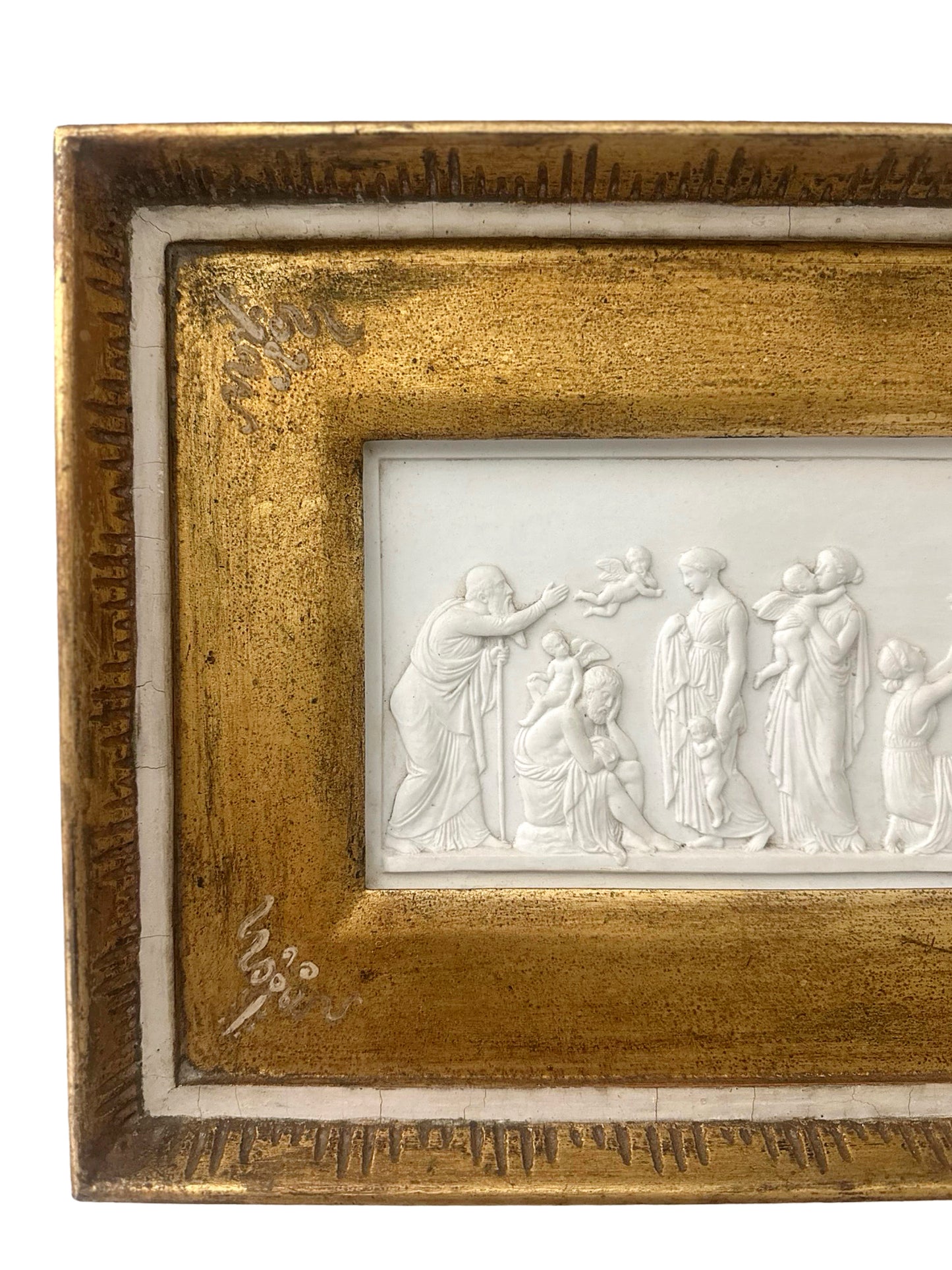 Antique Royal Copenhagen Bisque Plaque "The Ages of Love" no. 115 - Framed