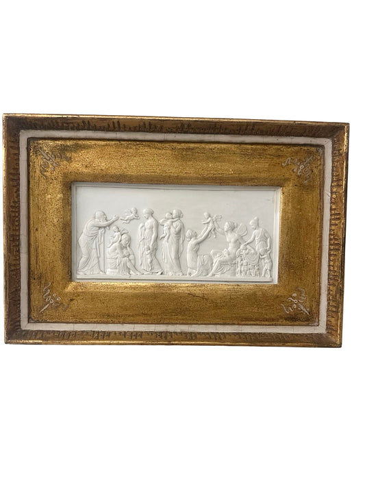 Antique Royal Copenhagen Bisque Plaque "The Ages of Love" no. 115 - Framed