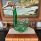 Art Deco Austrian Brass and Emerald Green Crystal Swan Decanter - c.1930s Grandmillenial