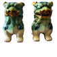 Large Mid Century Chinese Glazed Ceramic Foo Dogs - a Pair