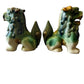 Large Mid Century Chinese Glazed Ceramic Foo Dogs - a Pair
