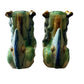 Large Mid Century Chinese Glazed Ceramic Foo Dogs - a Pair