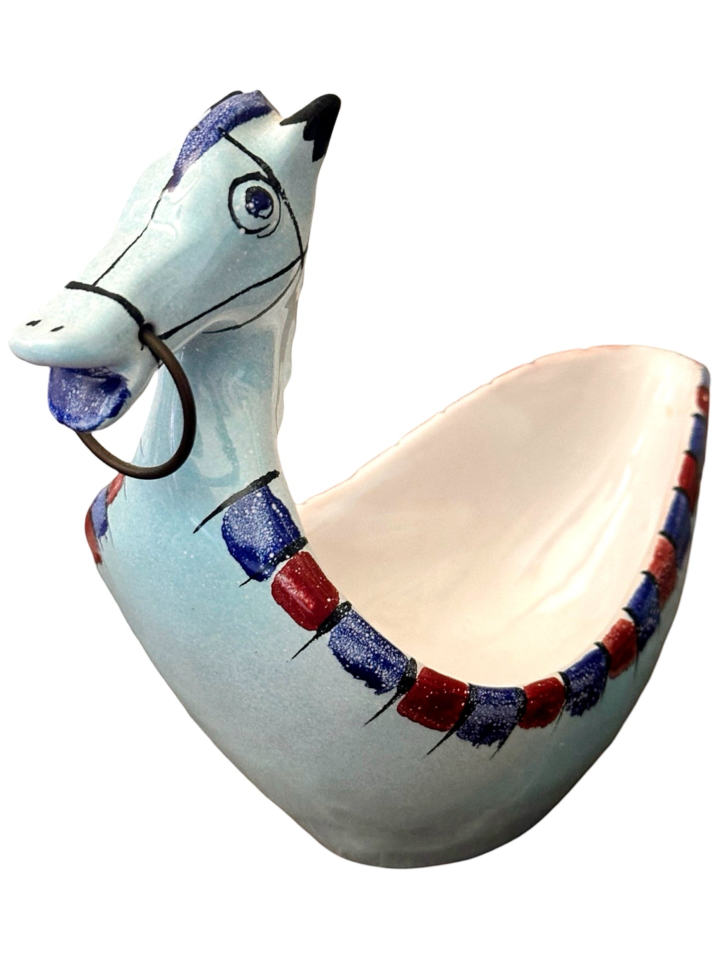 Mid Century Hand Painted Horse Bowls Made in Italy in the Style of Bitossi - set of 4