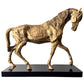 Mid Century Brutalist Style Gilt Metal Horse Sculpture or Statue on Black Stone Base