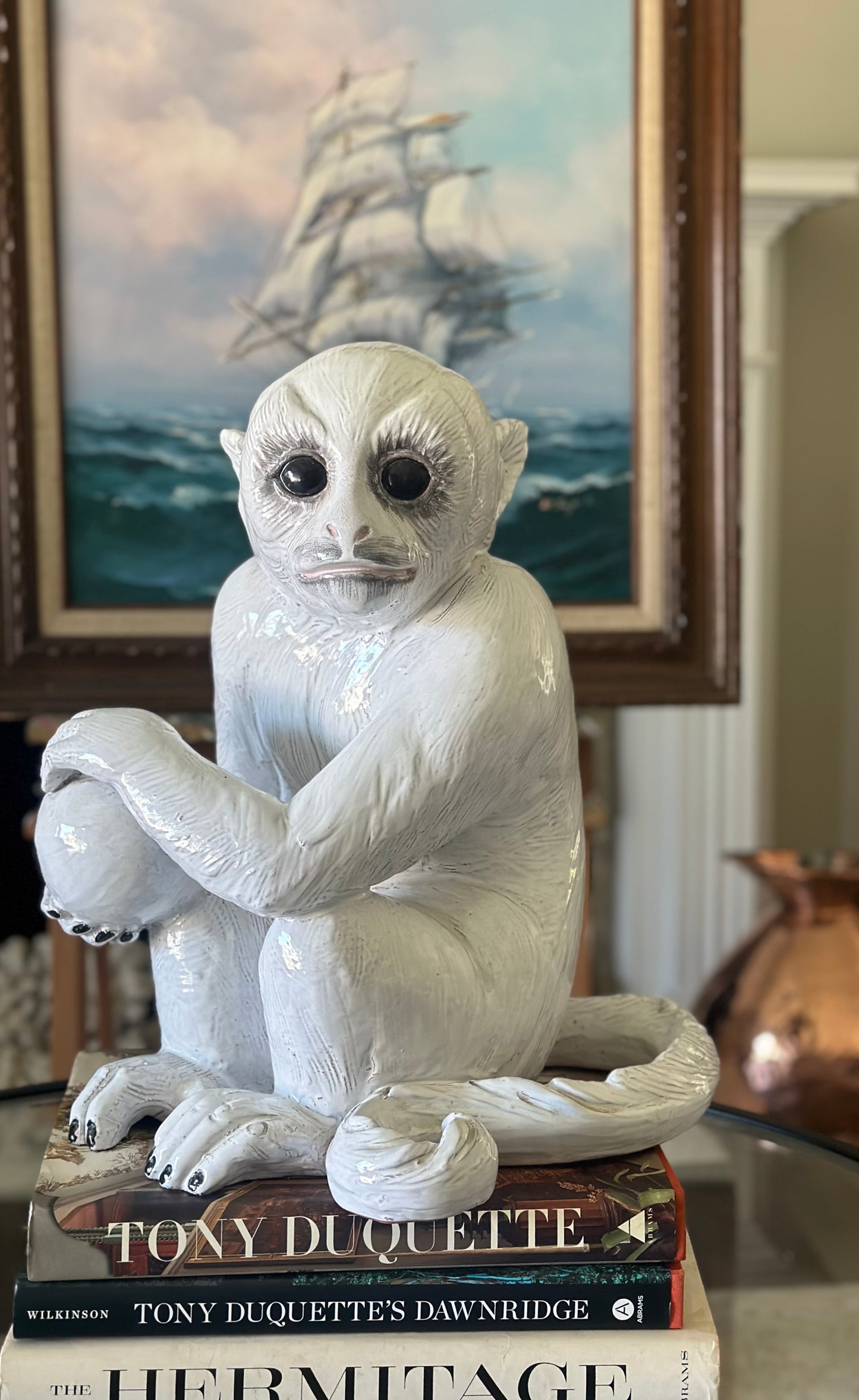 Mid Century Large Italian Ceramic Capuchin Monkey