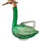 Art Deco Austrian Brass and Emerald Green Crystal Swan Decanter - c.1930s Grandmillenial