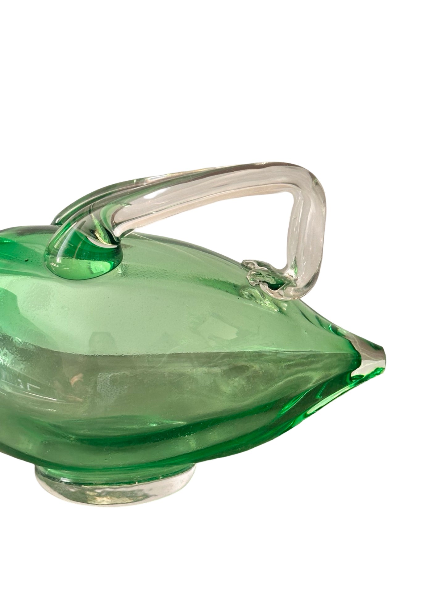 Art Deco Austrian Brass and Emerald Green Crystal Swan Decanter - c.1930s Grandmillenial