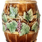 Antique English Majolica Oak Barrel and Vines Biscuit Barrel in the style of George Jones