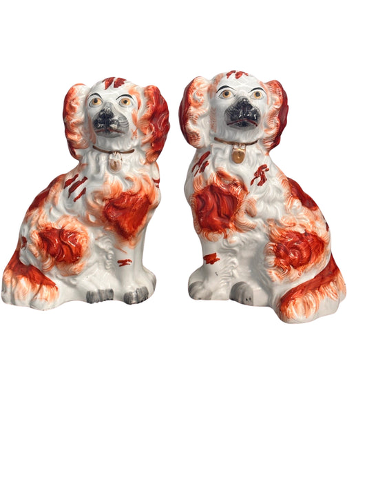 19th Century Russet Staffordshire Dogs or Mantle Dogs - c. 1880s - a Pair