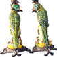 Vintage Glazed Ceramic Parrot Candleholders With Bronze Detail - a Pair