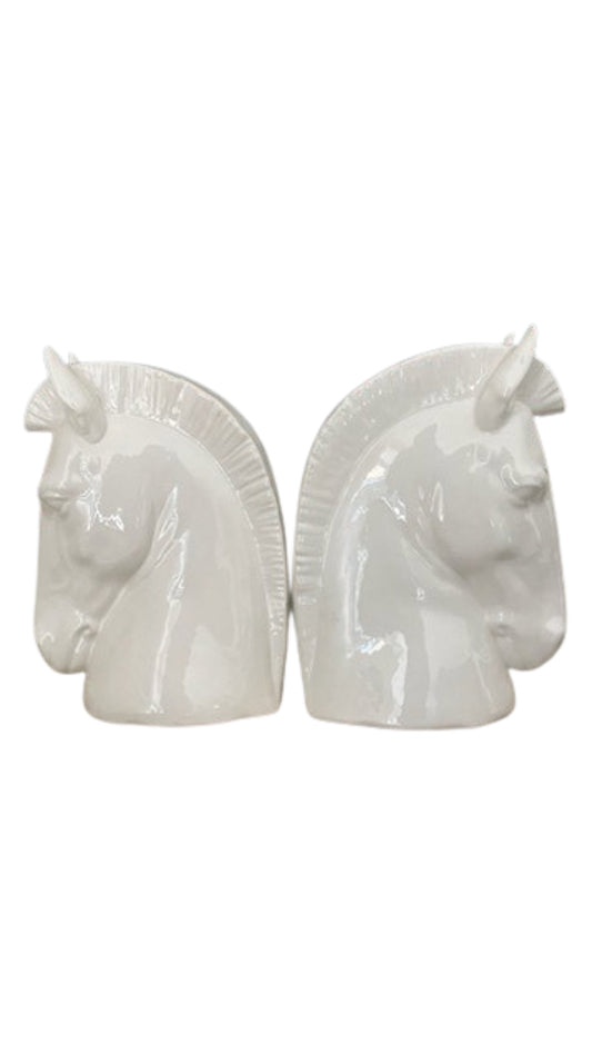 Pair of Vintage Ceramic Horse Head Bookends made by Hispania a LLadro Company