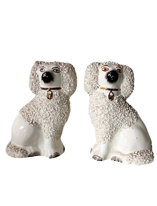 Vintage English Staffordshire Confetti Poodles - a Pair