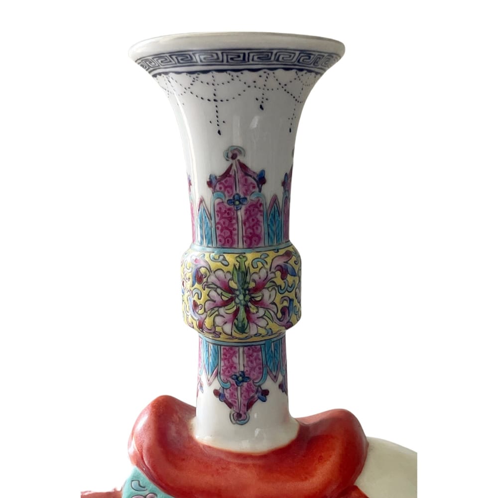 Vintage Chinese Famille Rose Porcelain Elephant Joss Stick or Candle Holder