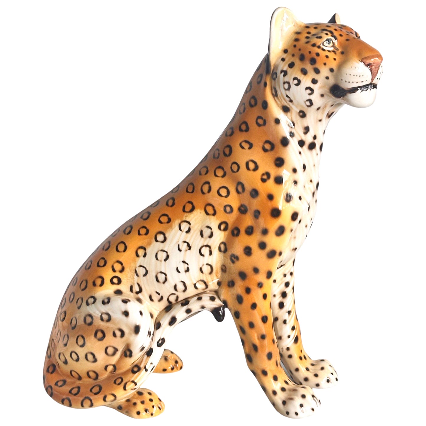 Vintage Italian Ceramic Standing Leopard