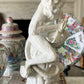 Vintage Blanc de Chin German Porcelain Seated Sitting Monkey Statue