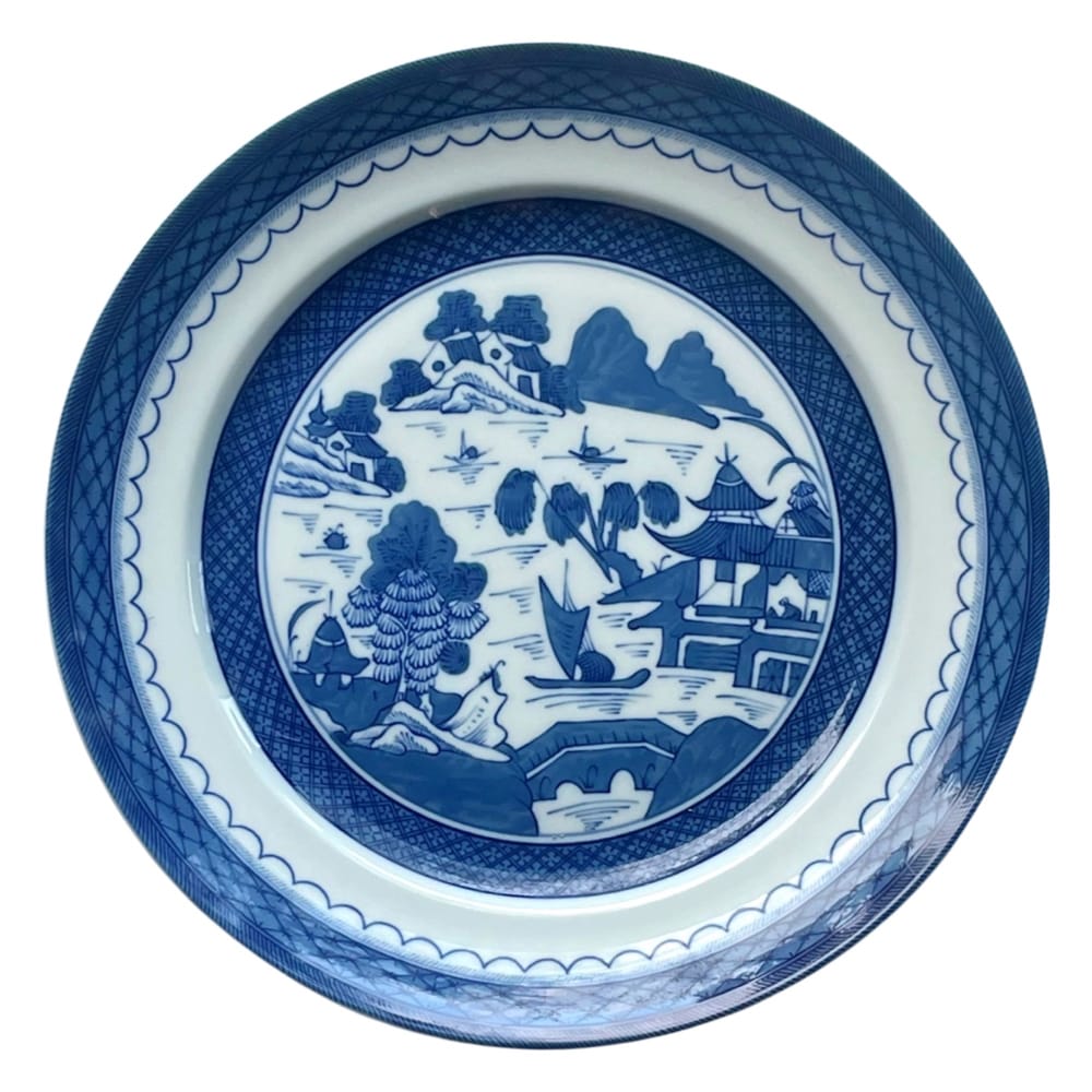 Mottahedeh Blue Canton Cake or Charger Platters (a Pair)