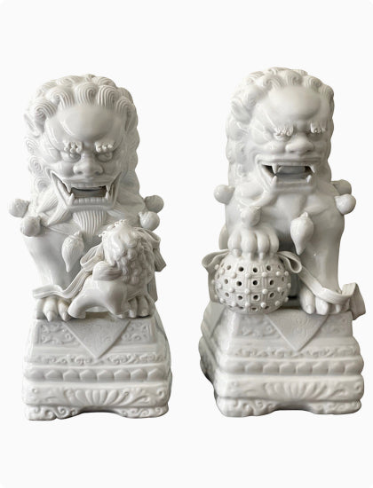 Vintage Blanc de Chin Foo Dogs or Foo Lions